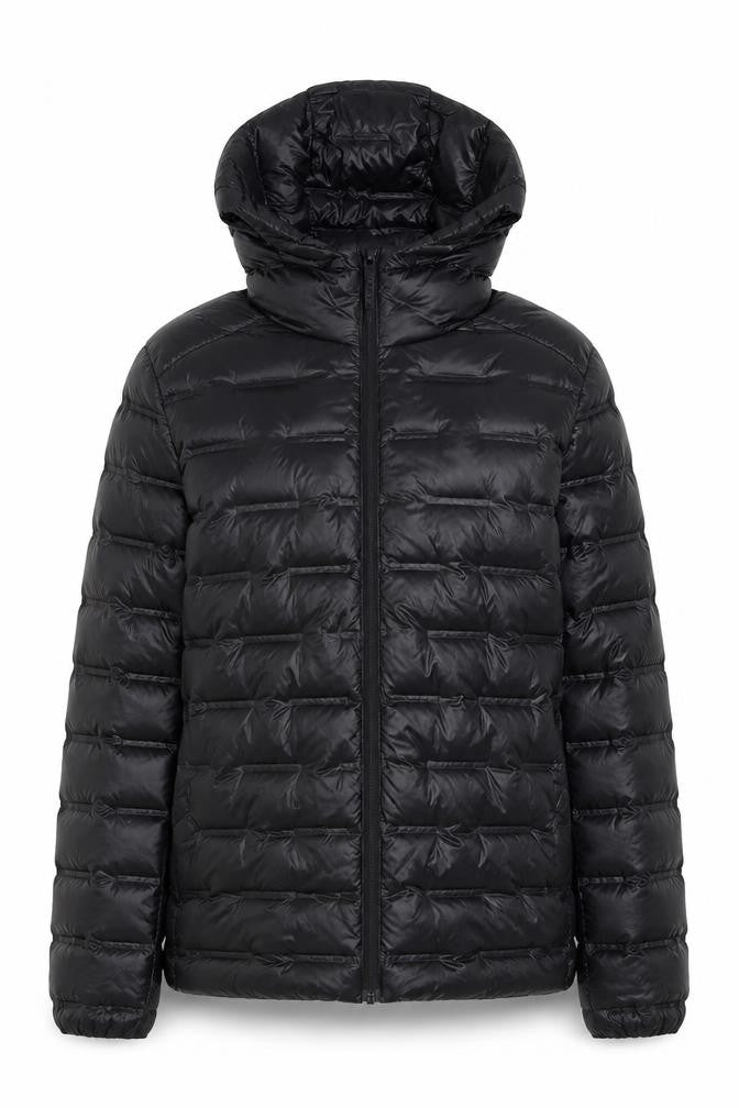 H&M Move Womens Black Hooded Puffer Jacket Size M Lightweight Winter