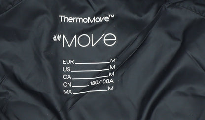 H&M Move Womens Black Hooded Puffer Jacket Size M Lightweight Winter