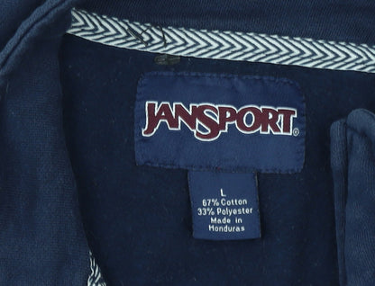 JanSport Women’s Navy 1/4 Zip Pullover Sweatshirt Size L Cotton Blend