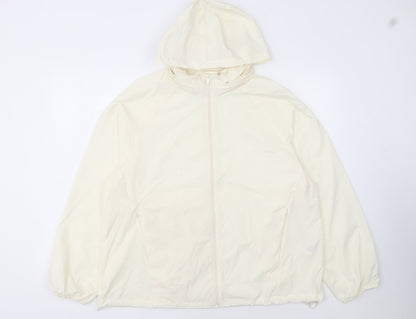 Primark Women Ivory Hooded Windbreaker Jacket Size M Lightweight