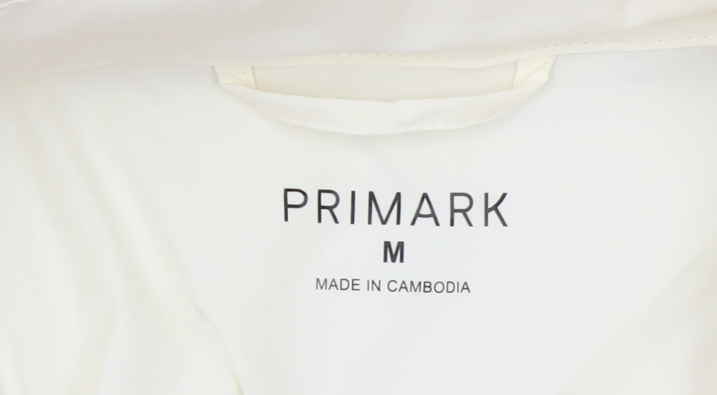 Primark Women Ivory Hooded Windbreaker Jacket Size M Lightweight