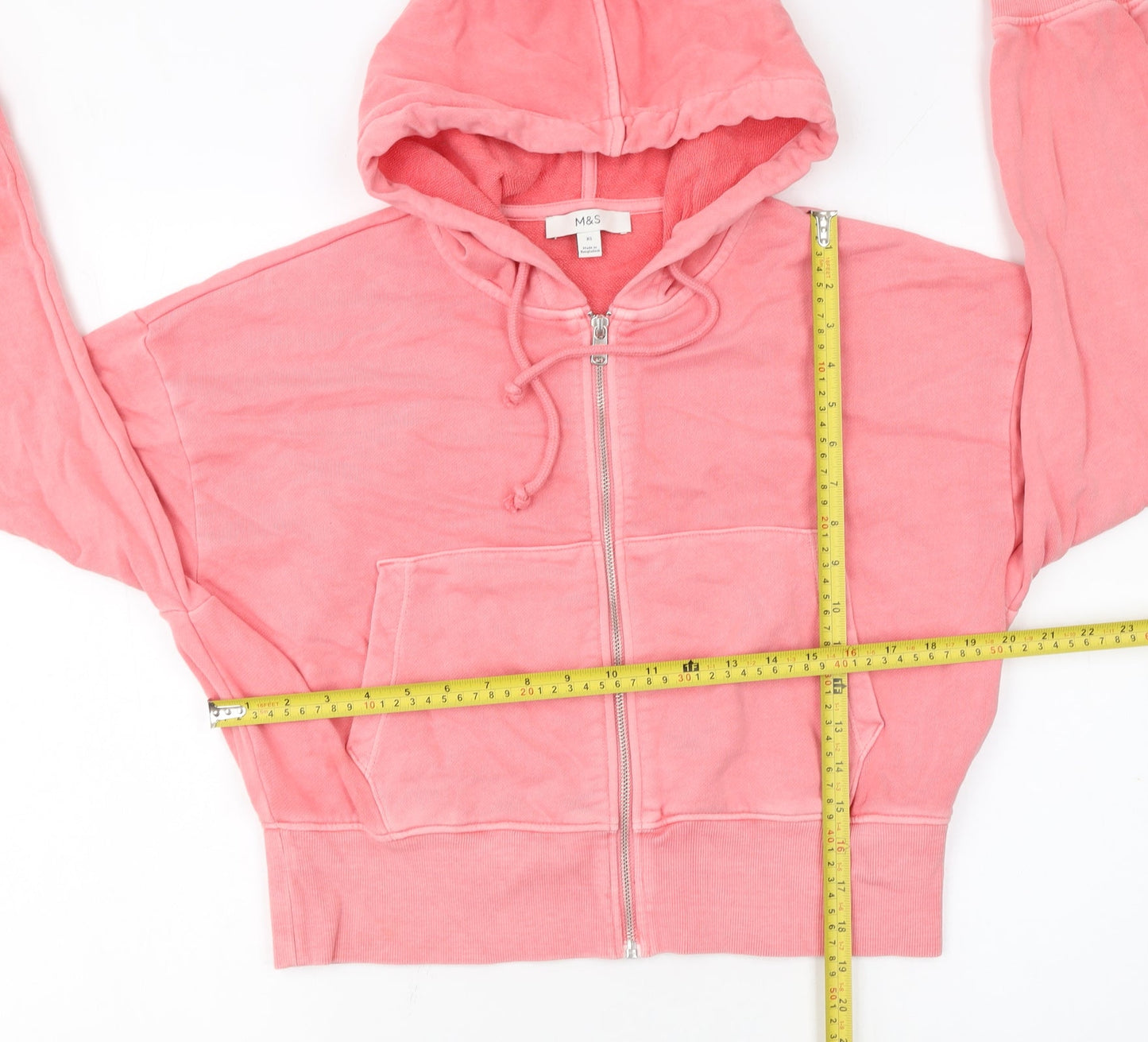 Marks and Spencer Womens Pink XS Full Zip Hoodie Cotton Blend