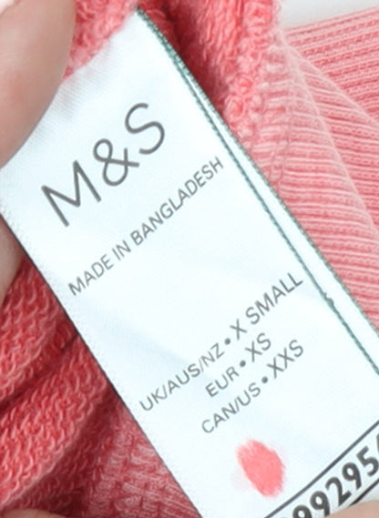 Marks and Spencer Womens Pink XS Full Zip Hoodie Cotton Blend