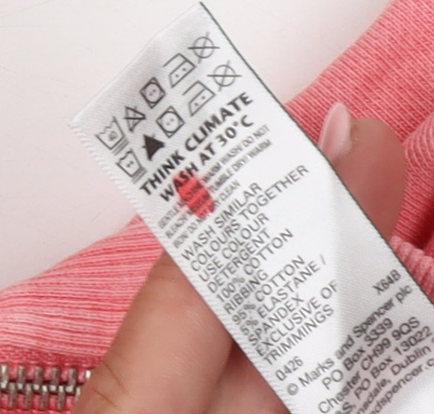 Marks and Spencer Womens Pink XS Full Zip Hoodie Cotton Blend
