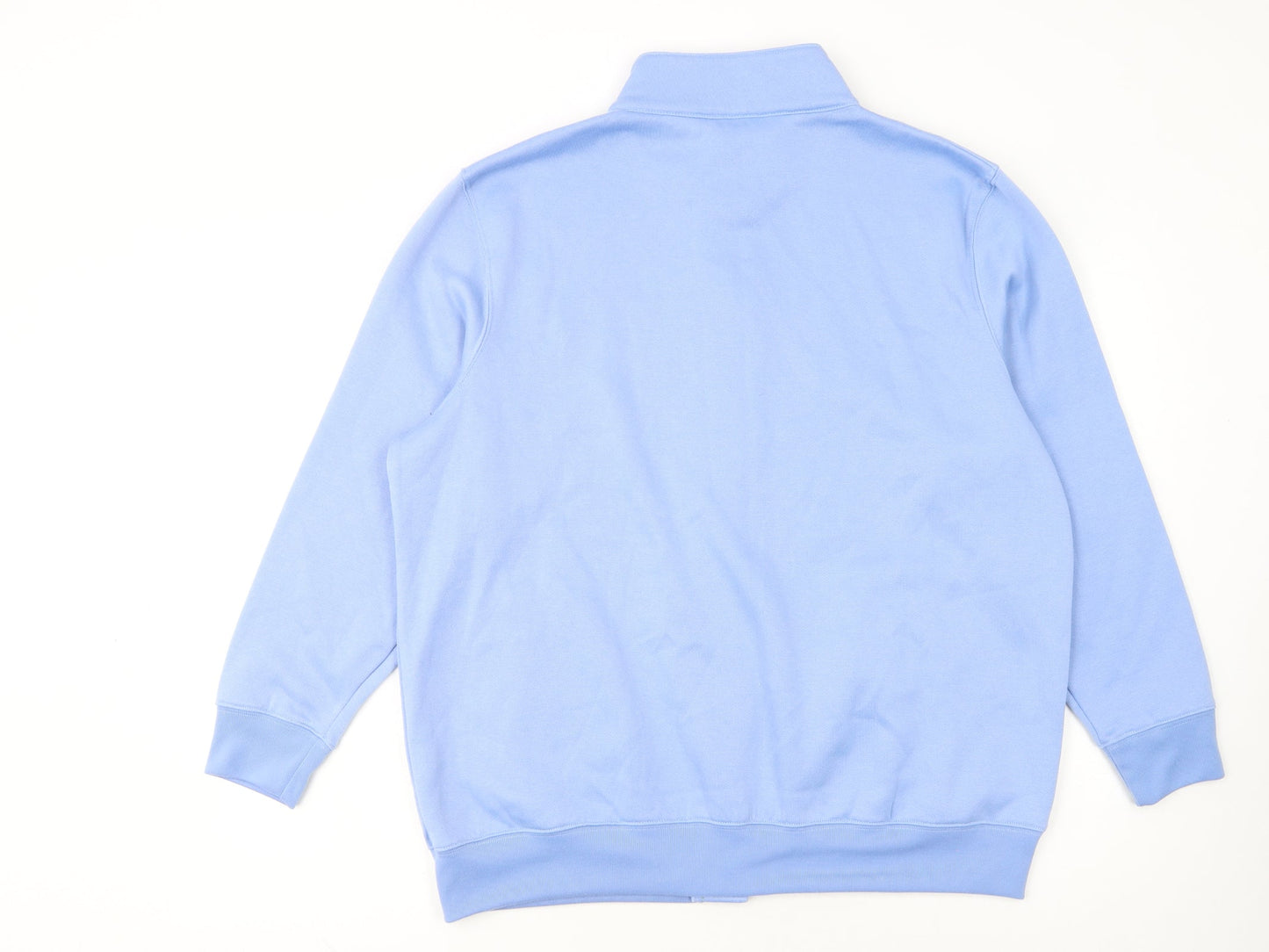 Damart Women Blue Button Sweatshirt L 18/20 Embroidered Floral