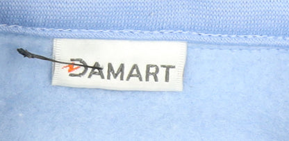 Damart Women Blue Button Sweatshirt L 18/20 Embroidered Floral