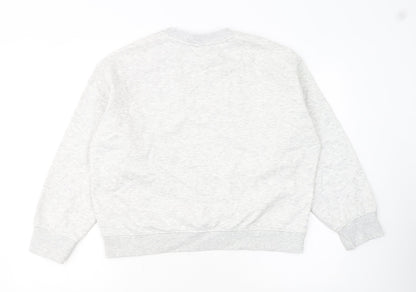 H&M Women Grey Oxford Dog Print Pullover Sweatshirt M