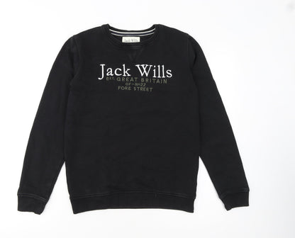 Jack Wills Boys Black Crew Neck Pullover Sweatshirt 12-13 Years
