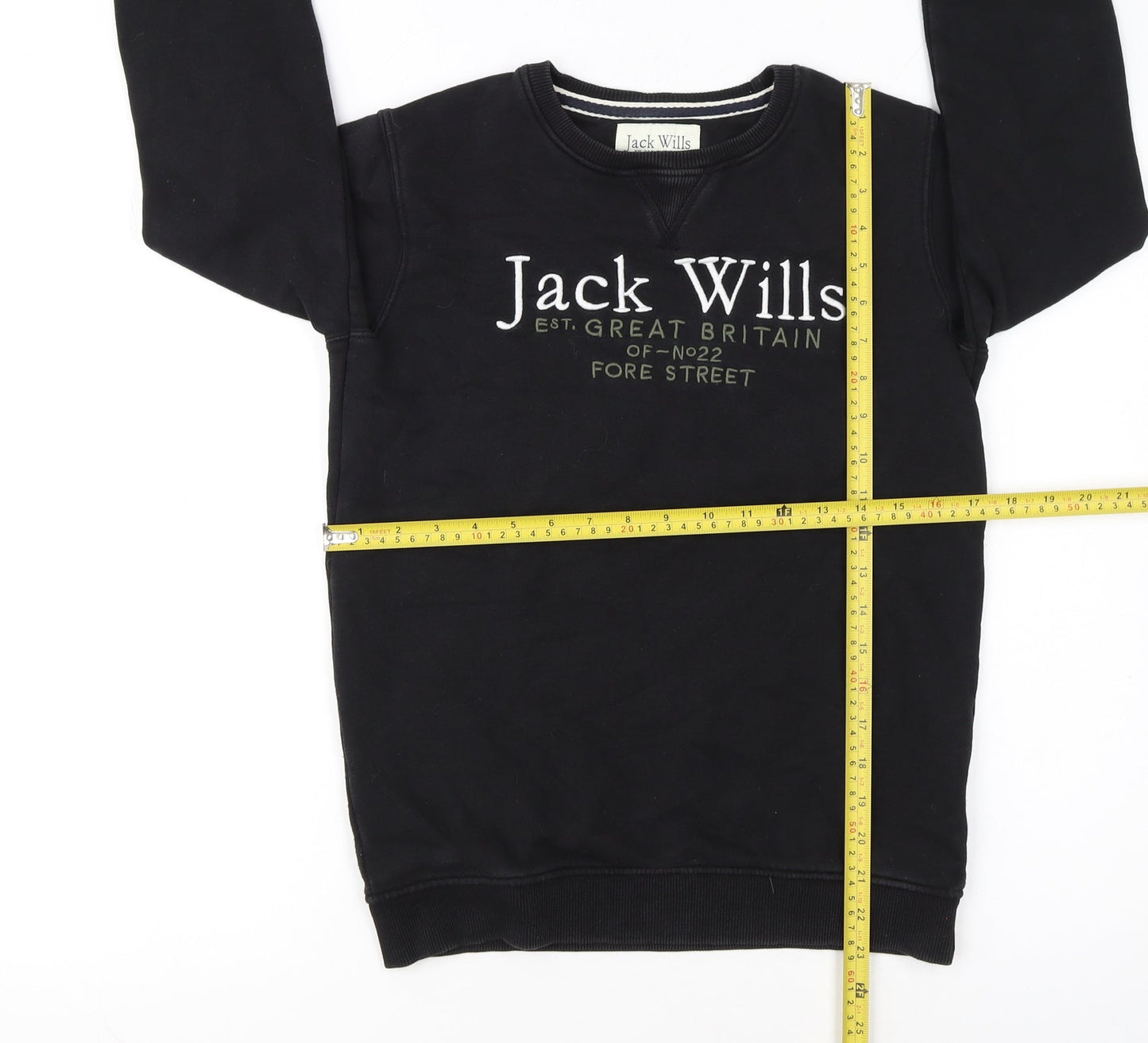 Jack Wills Boys Black Crew Neck Pullover Sweatshirt 12-13 Years