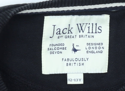 Jack Wills Boys Black Crew Neck Pullover Sweatshirt 12-13 Years
