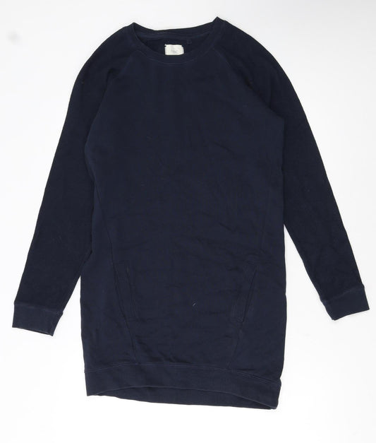 Next Women's Blue Cotton Jersey Sweatshirt Dress UK 8