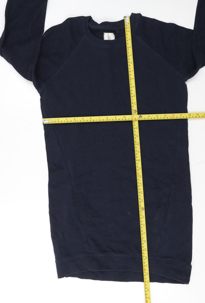 Next Women's Blue Cotton Jersey Sweatshirt Dress UK 8