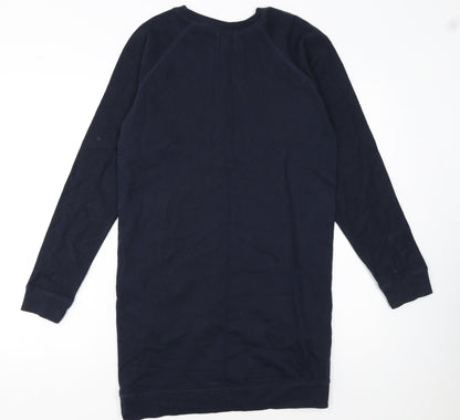 Next Women's Blue Cotton Jersey Sweatshirt Dress UK 8