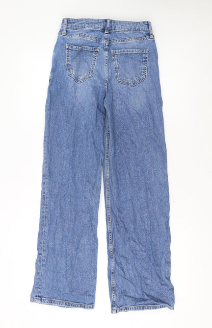 H&M Girls Blue 12-13 Years Wide-Leg Adjustable Waist High Rise Denim Jeans