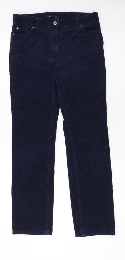 Marks and Spencer Women Blue Corduroy Chino Trousers Size 10 Regular