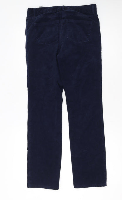 Marks and Spencer Women Blue Corduroy Chino Trousers Size 10 Regular