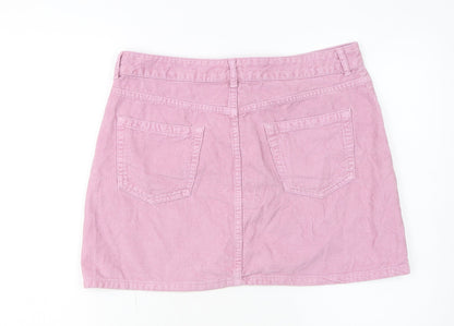 Topshop Women Pink Corduroy Short Straight Skirt UK 14