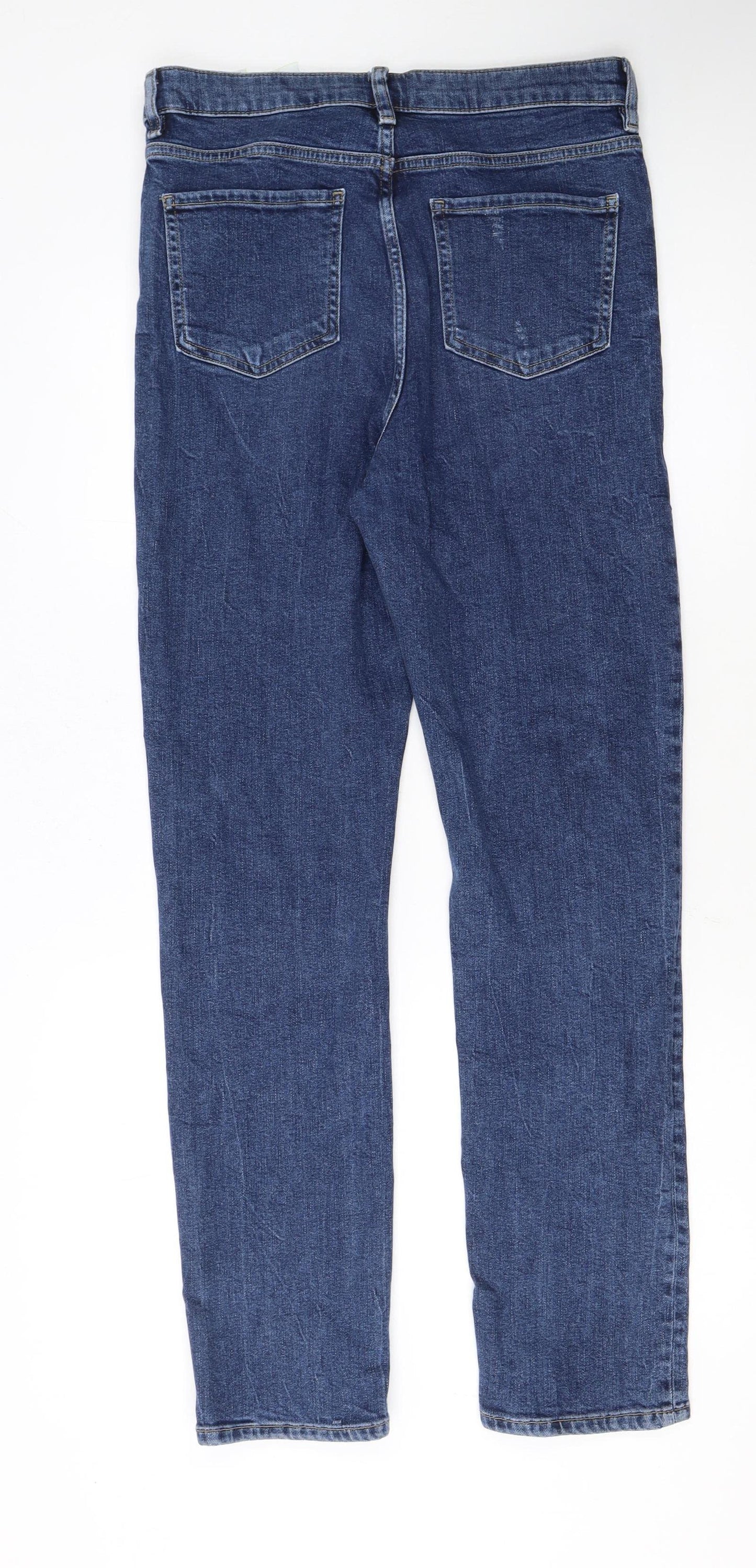 Marks and Spencer Women's Blue Distressed Straight Leg Jeans Size 12