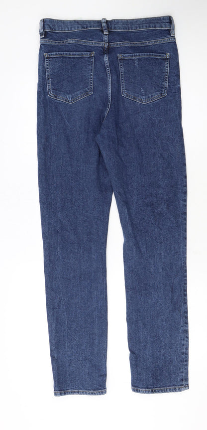 Marks and Spencer Women's Blue Distressed Straight Leg Jeans Size 12