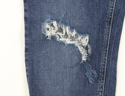 Marks and Spencer Women's Blue Distressed Straight Leg Jeans Size 12