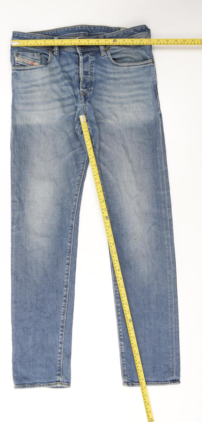 Diesel Men Blue Regular Fit Straight Leg Jeans Size 31x32