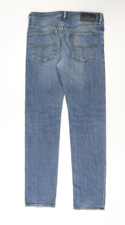 Diesel Men Blue Regular Fit Straight Leg Jeans Size 31x32