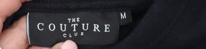 The Couture Club Women's Black Cropped Hoodie Size M Cotton Blend