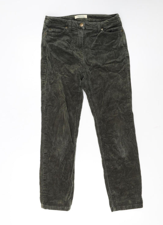 Woolovers Women’s Green Corduroy Slim Trousers UK 8S