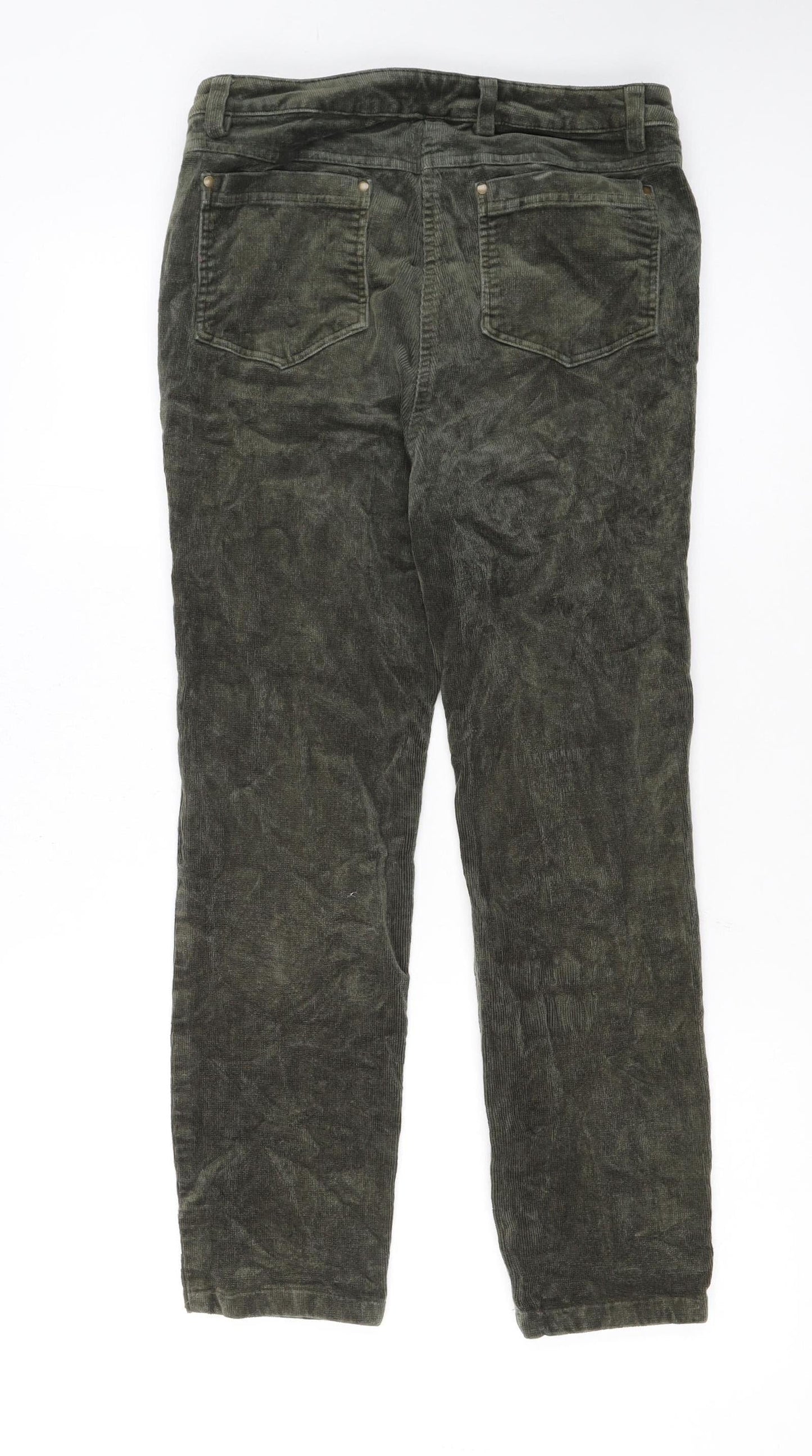 Woolovers Women’s Green Corduroy Slim Trousers UK 8S