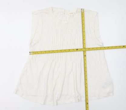 Marks and Spencer Women Ivory Sleeveless Pleated Blouse Size 14