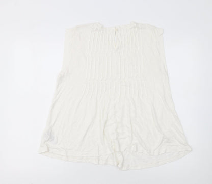 Marks and Spencer Women Ivory Sleeveless Pleated Blouse Size 14