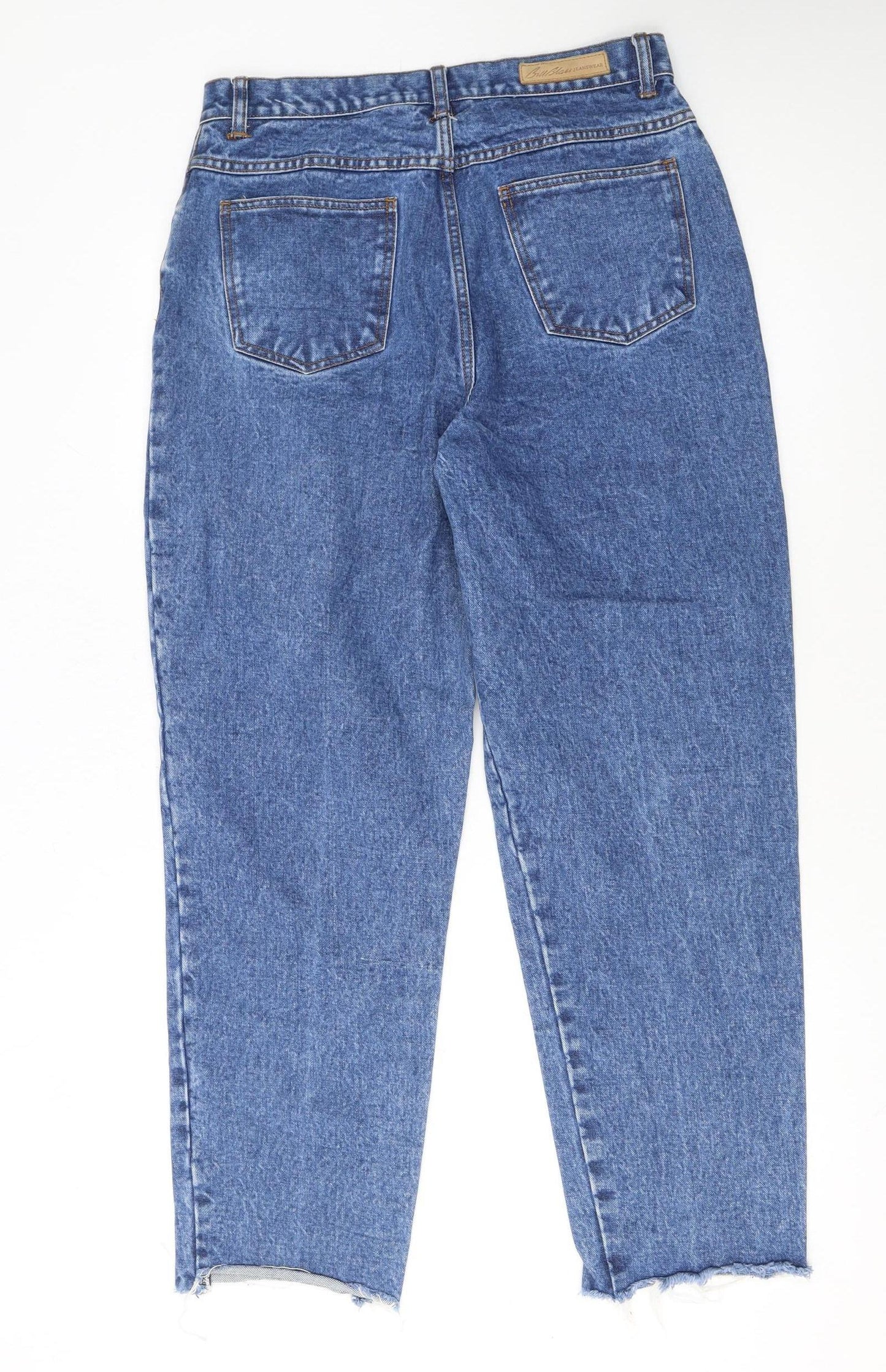 Bill Blass Women Blue Distressed Mom Jeans Size 12 Easy Fit High Rise