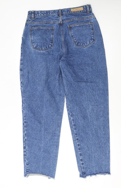 Bill Blass Women Blue Distressed Mom Jeans Size 12 Easy Fit High Rise