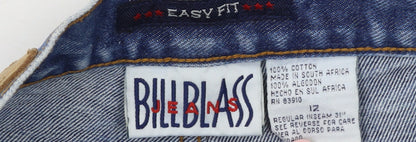 Bill Blass Women Blue Distressed Mom Jeans Size 12 Easy Fit High Rise