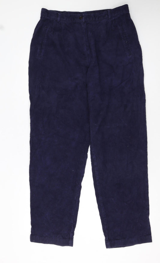 Tulchan Women's Blue Corduroy Trousers Size 16 Mid Rise