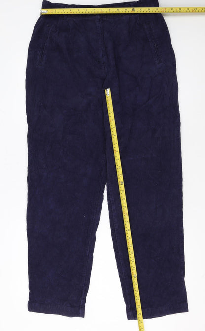Tulchan Women's Blue Corduroy Trousers Size 16 Mid Rise