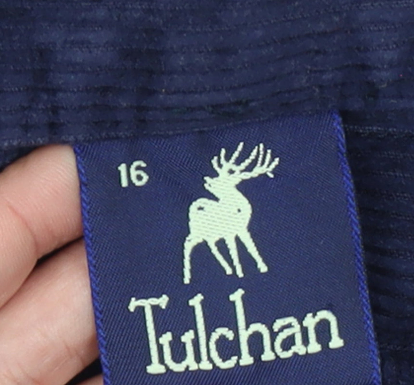 Tulchan Women's Blue Corduroy Trousers Size 16 Mid Rise
