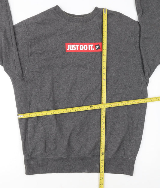 Nike Men's Grey Just Do It Pullover Sweatshirt M Regular Fit