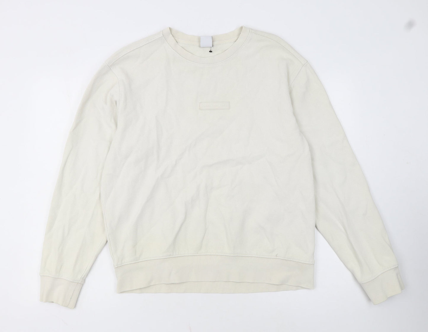 ZARA Womens Beige Crew Neck Long Sleeve Pullover Sweatshirt L