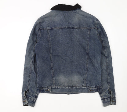 Denim Co Men's Blue Sherpa Lined Denim Jacket Size M