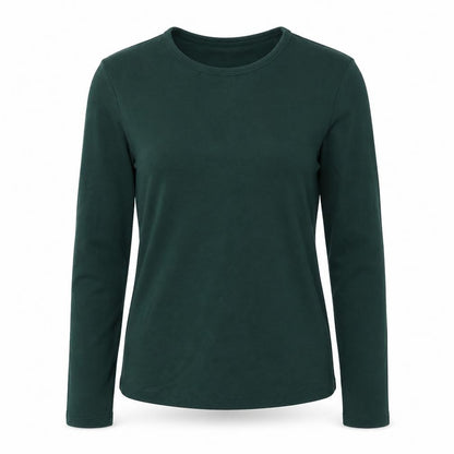Bershka Women's Green Long Sleeve Basic Stretch Jersey Top M