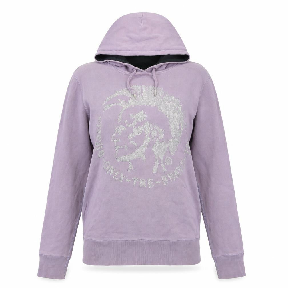 Diesel Women Purple Hooded Pullover Hoodie Medium Cotton Logo Graphic