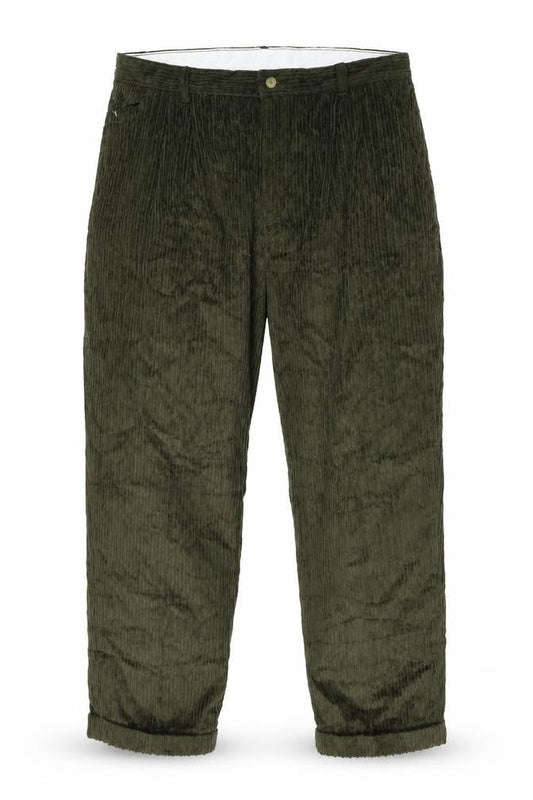 Club Montana Men’s Green Corduroy Pleated Trousers 40W 33L Regular Fit