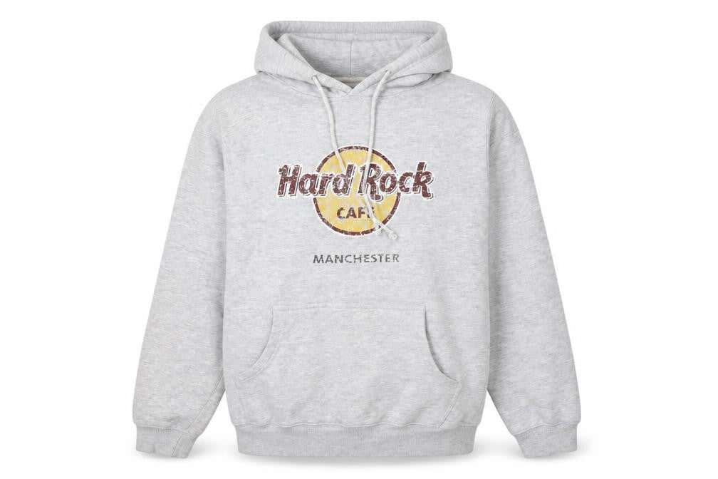 Hard Rock Cafe Men's Grey Pullover Hoodie Medium Music Logo Sweatshirt