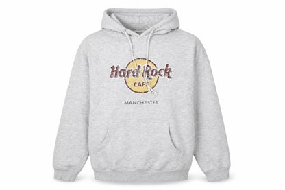 Hard Rock Cafe Men's Grey Pullover Hoodie Medium Music Logo Sweatshirt