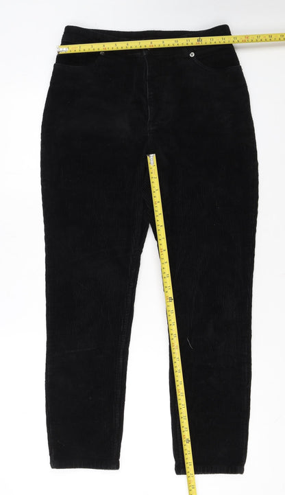Monki Women's Black Corduroy Trousers Size 10 Cotton Blend