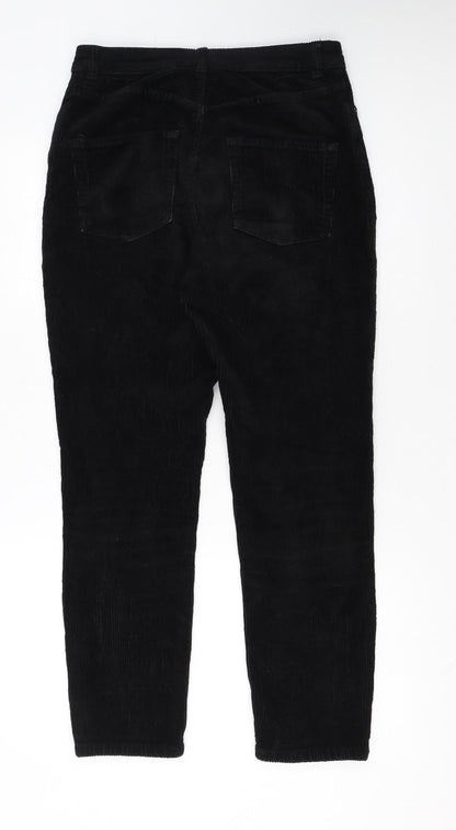 Monki Women's Black Corduroy Trousers Size 10 Cotton Blend