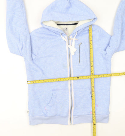 Crew Clothing Co Women Blue Full Zip Hoodie Size 14 Fleece Lined