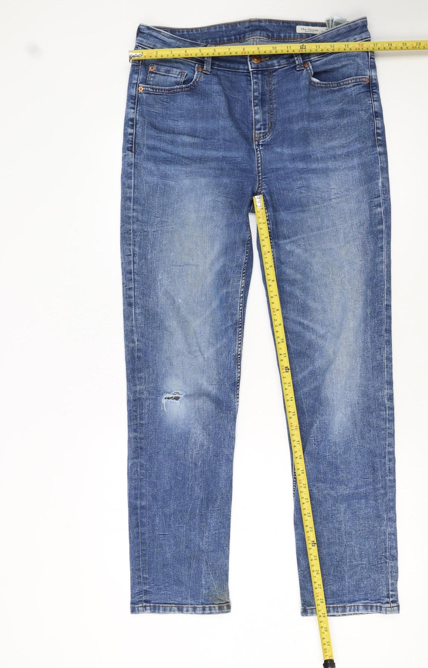 Marks and Spencer Women's Blue Straight Leg Jeans Size 14 Regular