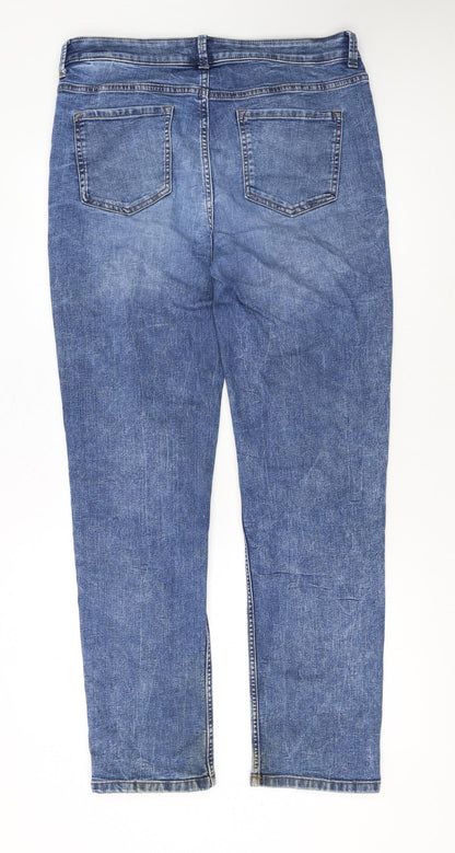 Marks and Spencer Women's Blue Straight Leg Jeans Size 14 Regular